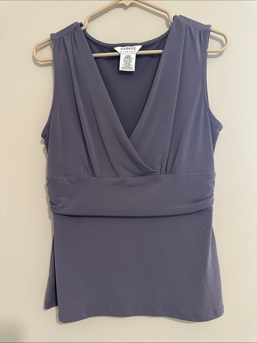 George Sleeveless Wrap V-Neck Top in Slate Purple Blouse Size Large
